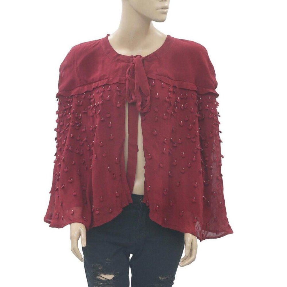 Hoss Intropia Anthropologie Bead Embroidered Coverup Top Evening M-38 NWT